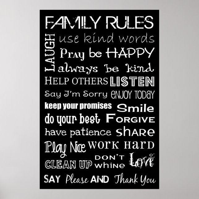 Family Rules Subway Art Poster (Vorne)