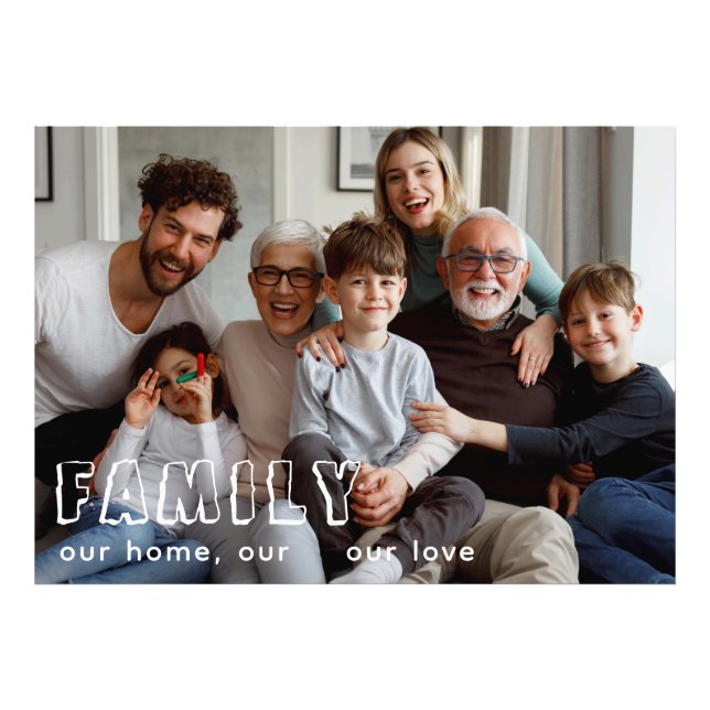 Family Script Collage Chic Photo Block (Devant)