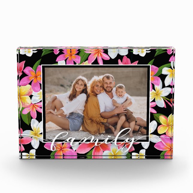 FAMILY Script Overlay Tropical Floral Fotoblock (Vorderseite)