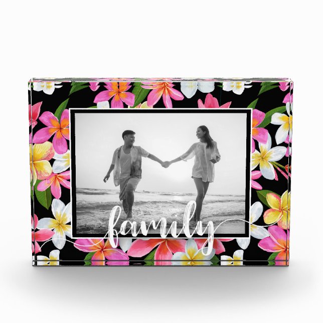 FAMILY Script Overlay Tropical Floral Fotoblock (Vorderseite)