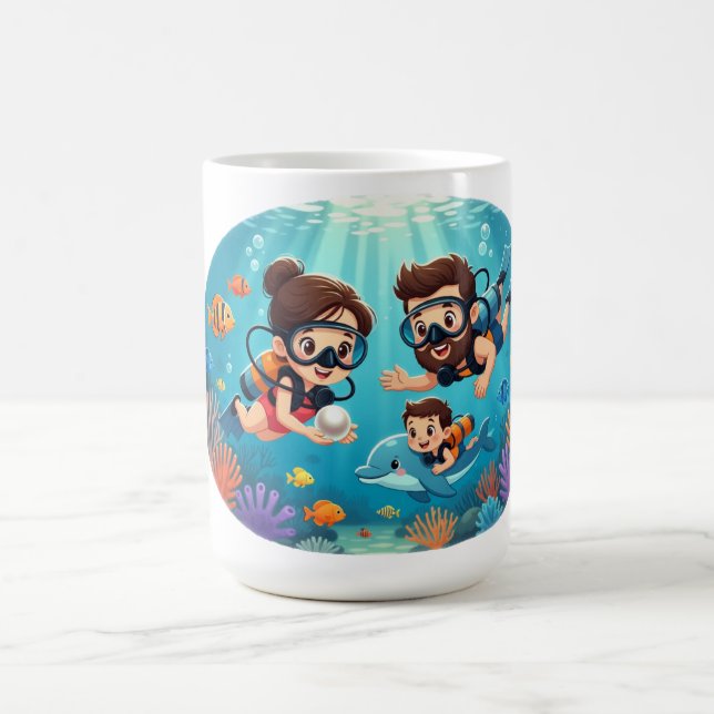 Family Scuba Diving Adventure Kaffeetasse (Mittel)