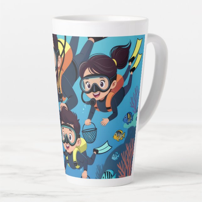 Family Scuba Diving Fun Milchtasse (Rechte Ecke)