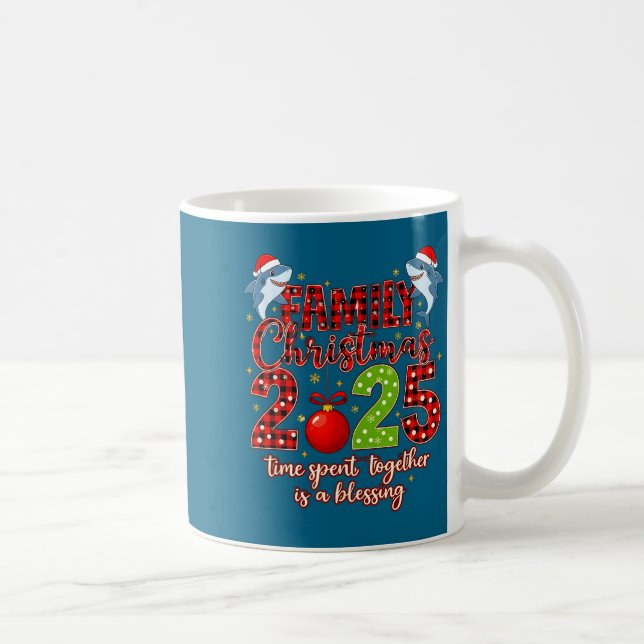 Family Shark Christmas 2025 Santa Merry Time Spent Kaffeetasse (Rechts)