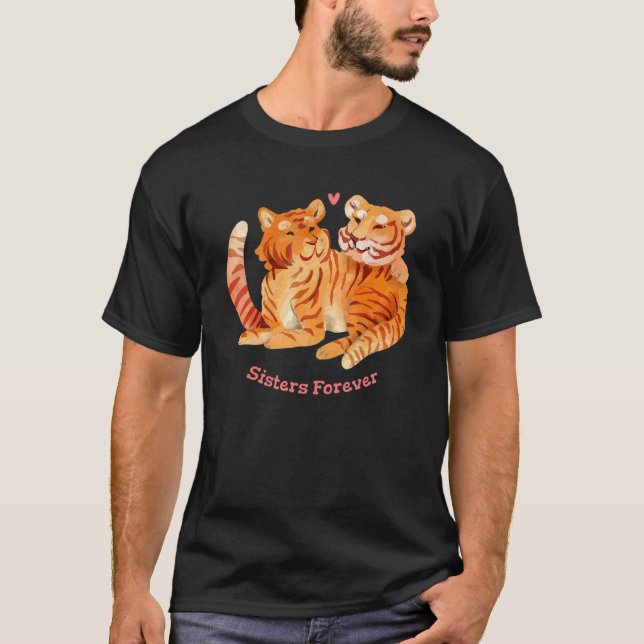 Family Siblings Sister Forever Tiger Heart Love Lu T-Shirt (Vorderseite)
