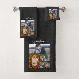 Family Simple Collage Moderne Liebe Oma Mama Badhandtuch Set