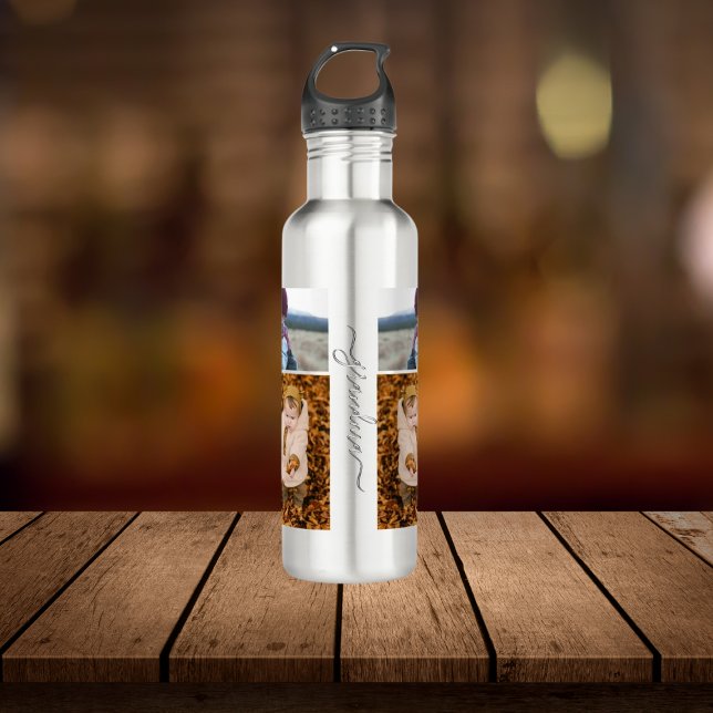 Family Simple Collage Moderne Liebe Oma Mama Edelstahlflasche (Von Creator hochgeladen)