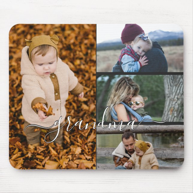 Family Simple Collage Moderne Liebe Oma Mama Mousepad (Vorne)