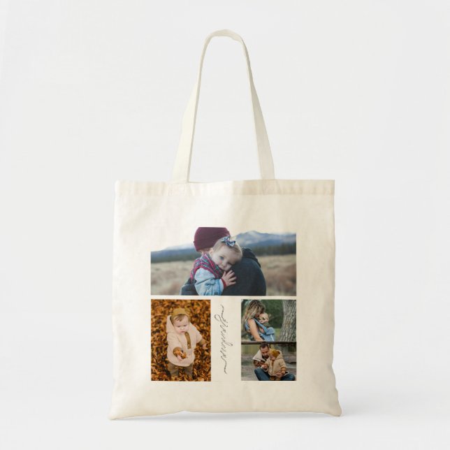 Family Simple Collage Moderne Liebe Oma Mama Tragetasche (Vorne)