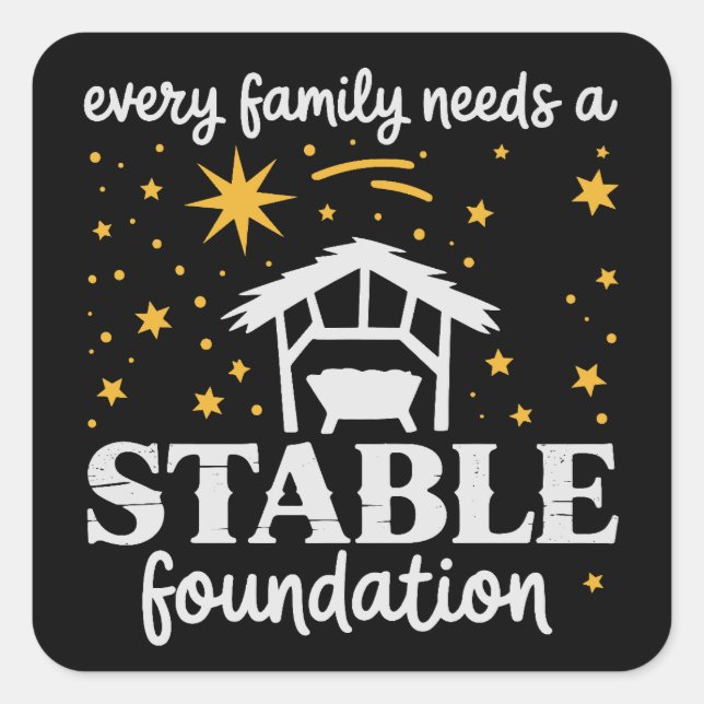 Family Stable Foundation Christian Jesus Christmas Quadratischer Aufkleber (Vorderseite)