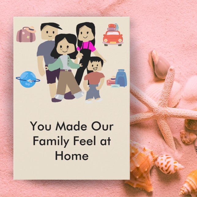 Family Stay Host Card with Custom Message Option Dankeskarte (Von Creator hochgeladen)