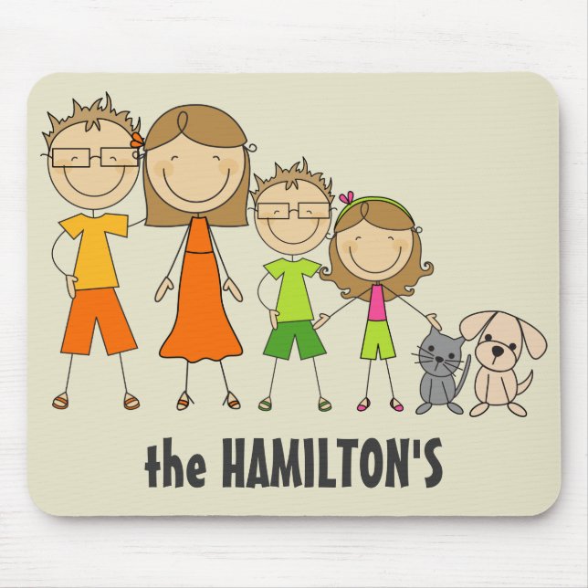 Family Strichmännchen Mousepads (Vorne)