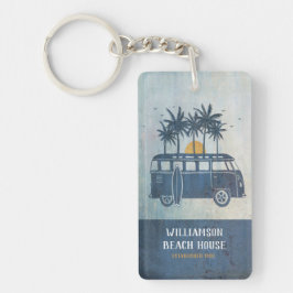 Family Summer Beach House Surf Van Mit Monogramm Schlüsselanhänger