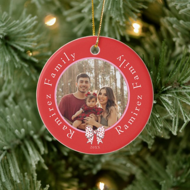Family Sweetheart Bow photo Année Ornement (Arbre)