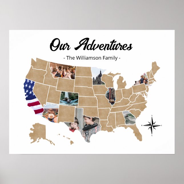 Family Travel Adventures USA Foto Collage Poster (Vorne)