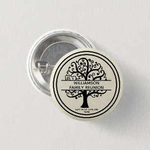 Family Tree Family Wiedersehen Black Modern Zeichn Button