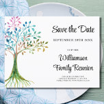 Family Tree Family Wiedersehen Save the Date Ankündigungspostkarte<br><div class="desc">Schicken Sie mit dieser einmaligen Ankündigungskarte einen rett-the-date für die kommende Wiedersehen. Es verfügt über einen Aquarellbaum und eine stilvolle Typografie. Einfach anpassbar. Fügen Sie eine Nachricht auf der Rückseite der Postkarte hinzu. Original Wasserfarbe © Michele Davies.</div>