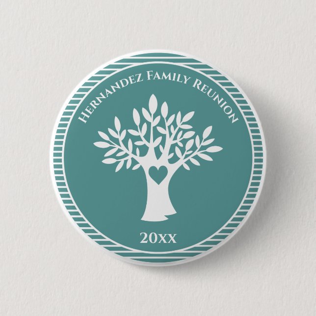 Family Tree Liebe Herzfamilie Wiedersehen Blue Gre Button (Vorderseite)