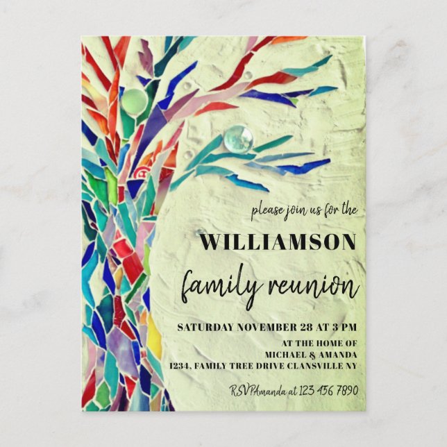 Family Tree Reunion Green Invitation (Devant)