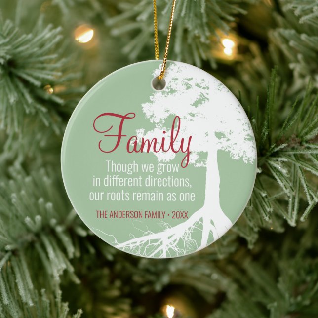 Family Tree Roots Foto Personalisiert Keramik Ornament (Baum)