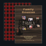 Family Tree WIEDERSEHEN Foto Collage Rustic Buffal Einladung<br><div class="desc">Dies ist eine einzigartige Foto Collage Familie Wiedersehen Party Einladung. Es ist rustikal gestaltet mit Vorlagenfeldern für Einladungstext und eigene Fotos. Buffalo karierte und rustikale Holz Thema. _________________________________________________________________________ Für Hilfe,  kontaktieren Sie den Designer LeahG über die Registerkarte unten.</div>
