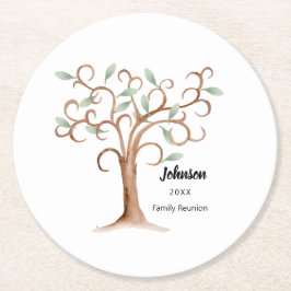 Family Tree Wiedersehen Runder Pappuntersetzer