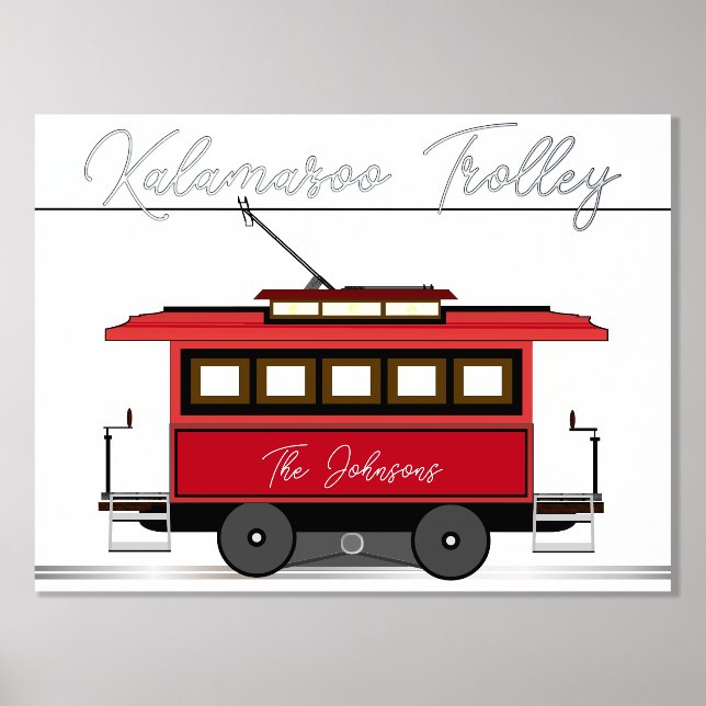 Family Trolley Streetcar Foil Texte Poster (Recto)