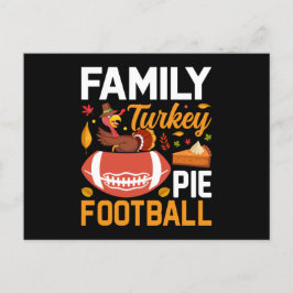 Family Turkey Pie Football Erntedank Postkarte