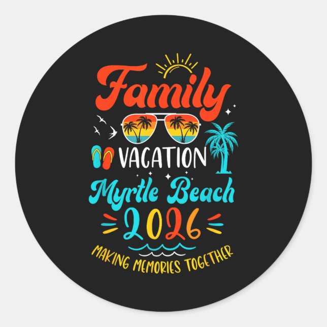 Family Vacation 2026 Myrtle Beach Matching Summer  Runder Aufkleber (Vorderseite)