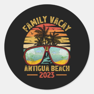 Family Vacay 2023 Barbuda Antigua Strand Runder Aufkleber