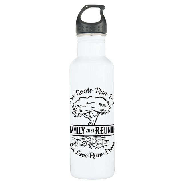 Family Wiedersehen 2021 Unsere Wurzeln führen tief Edelstahlflasche (Vorderseite)