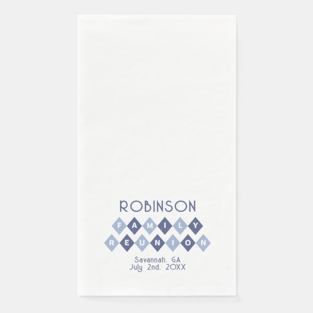 Family Wiedersehen Ansammlung Modernes Blue Picnic Serviette (Vorderseite)