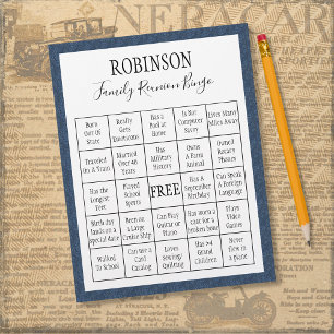 Family Wiedersehen Bingo Game Blue Tile