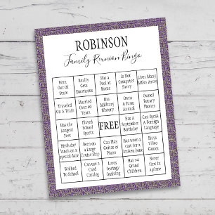 Family Wiedersehen Bingo Game Lila Tile