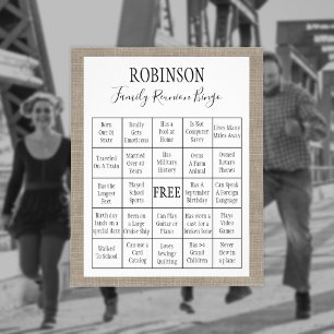 Family Wiedersehen Burlap Bingo Game Flyer