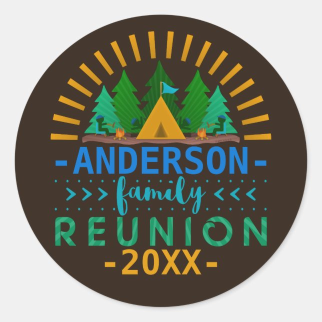 Family Wiedersehen Camping Trip Woods | INDIVIDUEL Runder Aufkleber (Vorderseite)