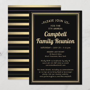Family Wiedersehen Elegante Black and Gold Borded Einladung