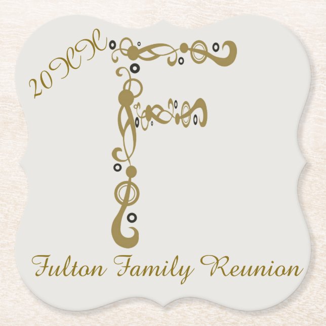 Family Wiedersehen Eleganter Gold Letter F Monogra Untersetzer (Vorderseite)