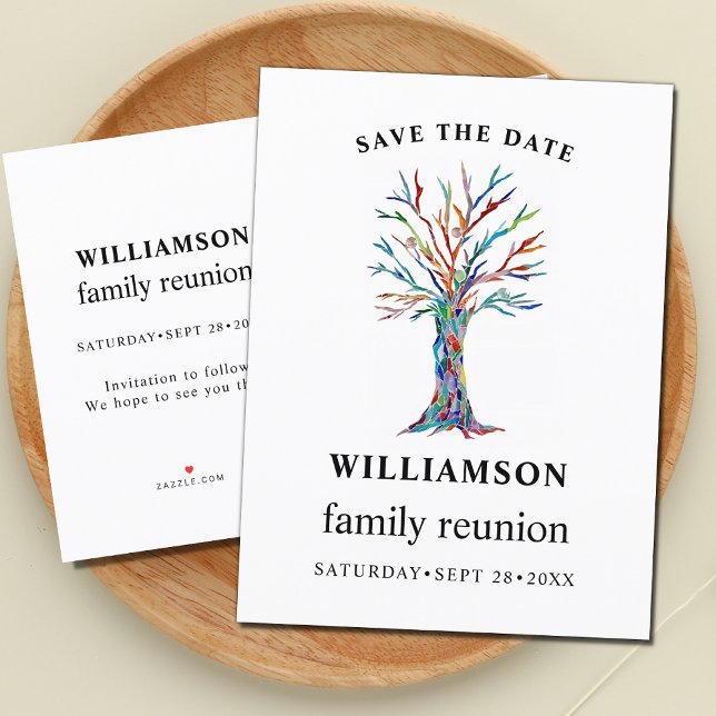 Family Wiedersehen Family Tree Save the Date Ankündigungspostkarte (Von Creator hochgeladen)