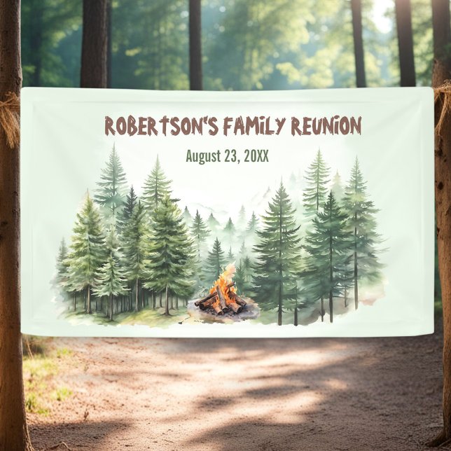 Family Wiedersehen Forest Campfire Green Banner (Family Reunion Forest Campfire Green Banner)
