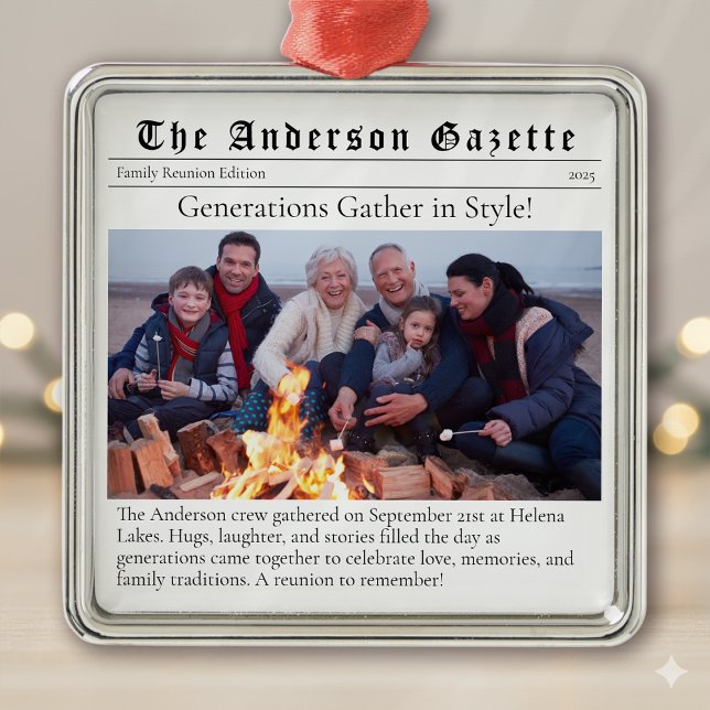 Family Wiedersehen Foto Keepake Newspaper Ornament Aus Metall (Von Creator hochgeladen)
