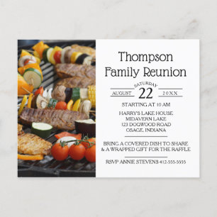 Family Wiedersehen GRILLEN Grill Einladungspostkarte