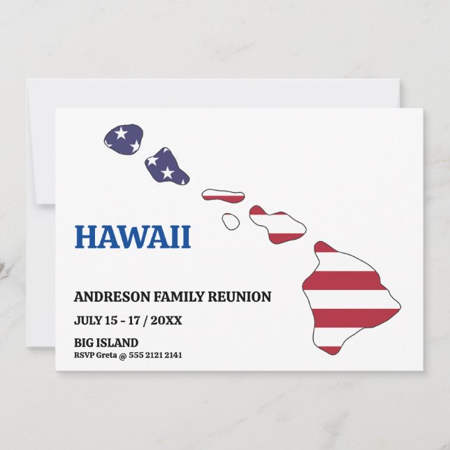 Family Wiedersehen 🎉 HAWAII Staat Karte USA-Flagg (Vorderseite)