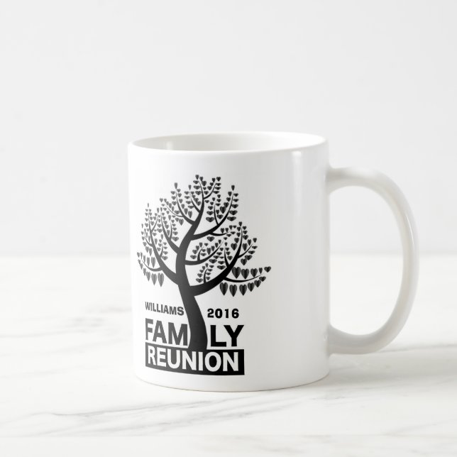 Family Wiedersehen Heart Tree Black Silhouette Kaffeetasse (Rechts)