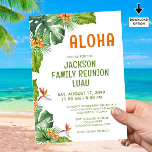 Family Wiedersehen Luau Tropical Palm Aloha Wasser Einladung