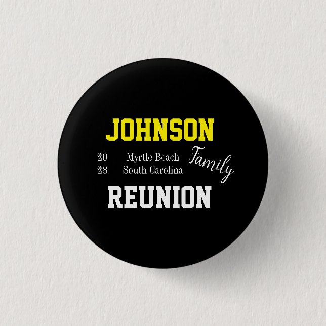 Family Wiedersehen Modern Typografy Partys Button (Vorderseite)