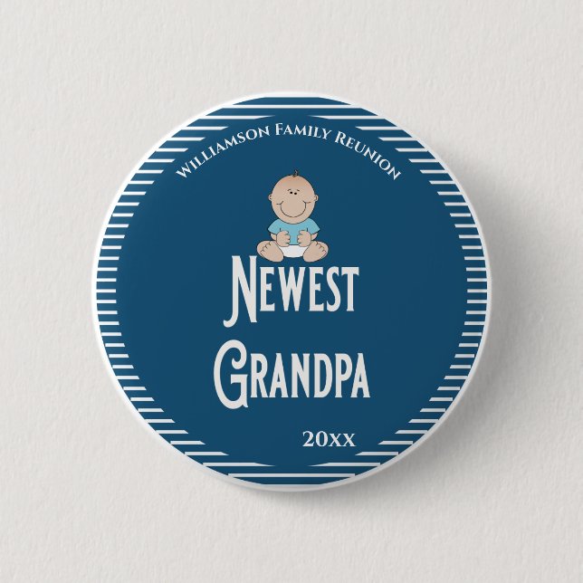 Family Wiedersehen New Opa Es ist ein Junge! Button (Vorderseite)