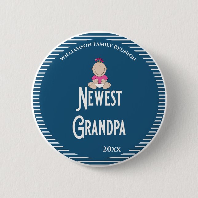 Family Wiedersehen New Opa Es ist ein Mädchen! Button (Vorderseite)