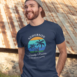 Family Wiedersehen Palm Trees Summer Beach Blue Tri-Blend Shirt