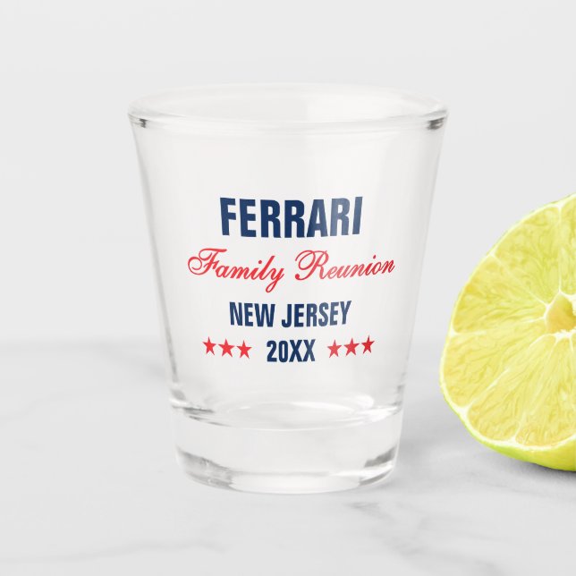 Family Wiedersehen Personalisierte Typografie Keep Schnapsglas (Vorderseite)