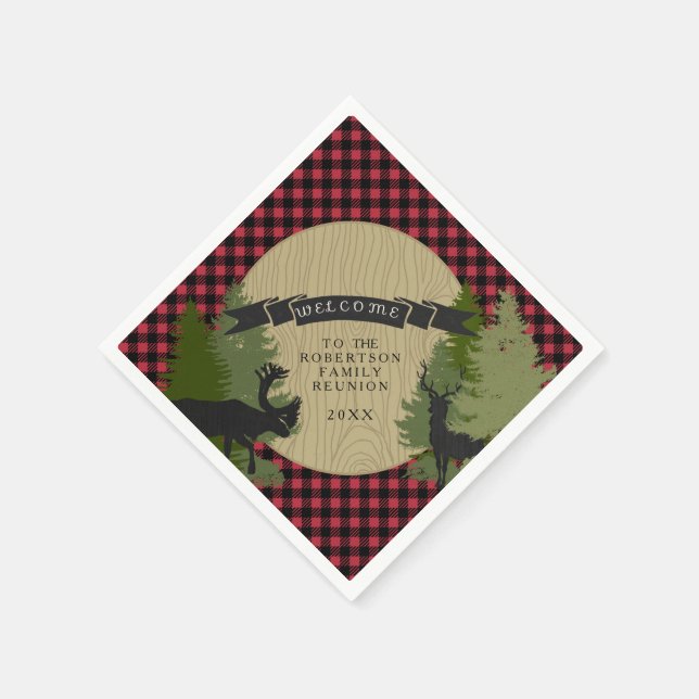 Family Wiedersehen Picnic Deer Antlers Elchbaum Serviette (Ecke)